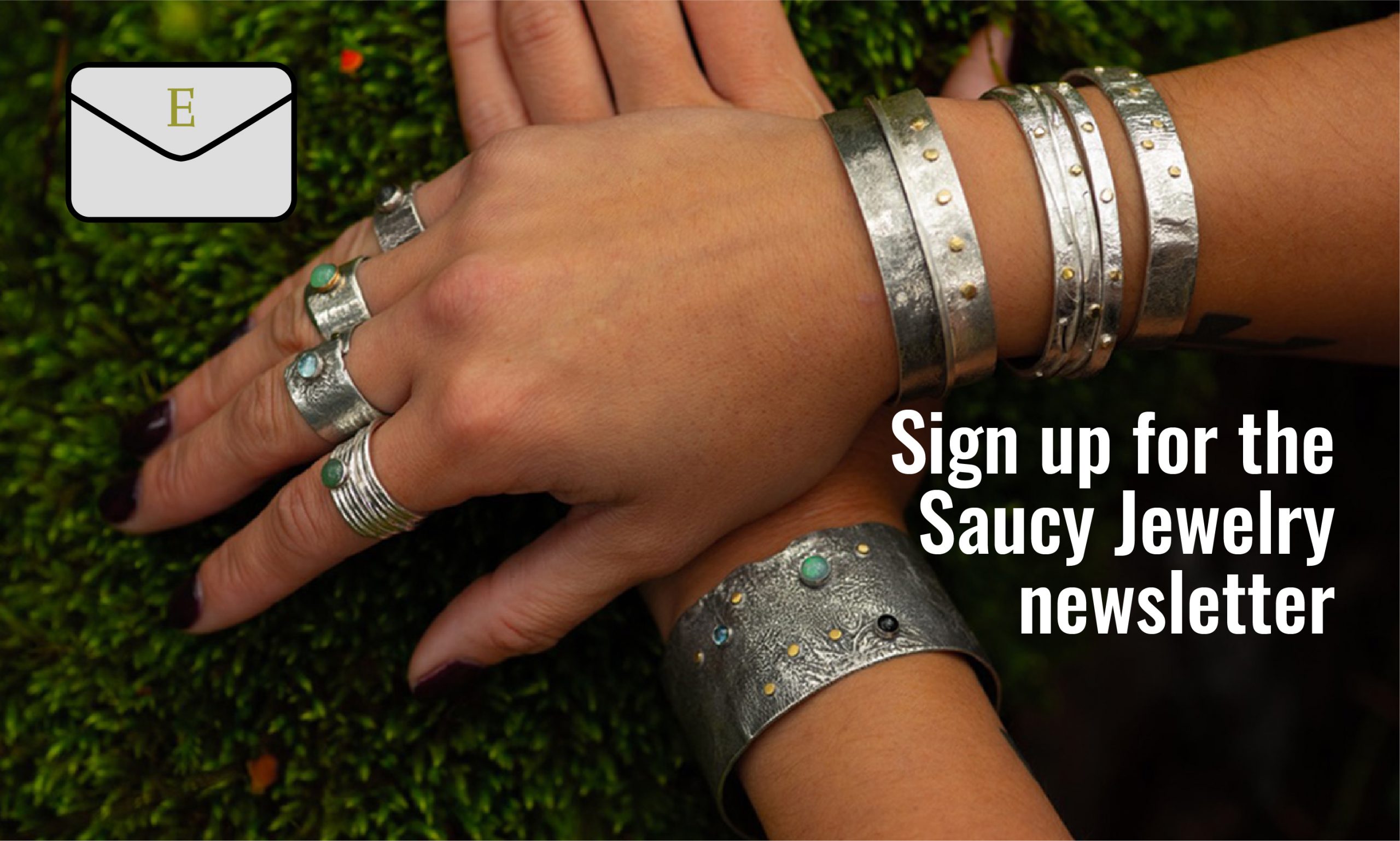 Newsletter signup image with jewelry